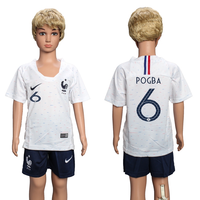 2018 World Cup Soccer French #6 Pogba Home Kids Jersey