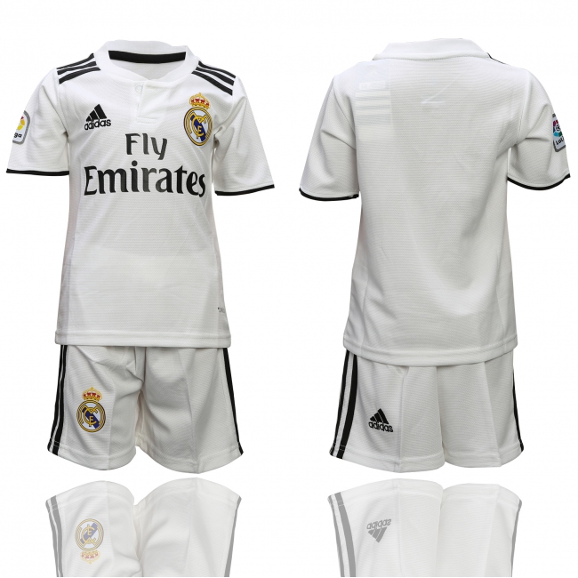 2018 Soccer Club Real Madrid Blank Home Kids Jersey