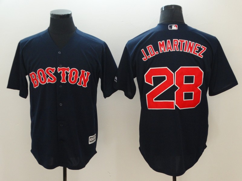 MLB Boston Red Sox #28 J.D. Martinez Blue Game Jersey