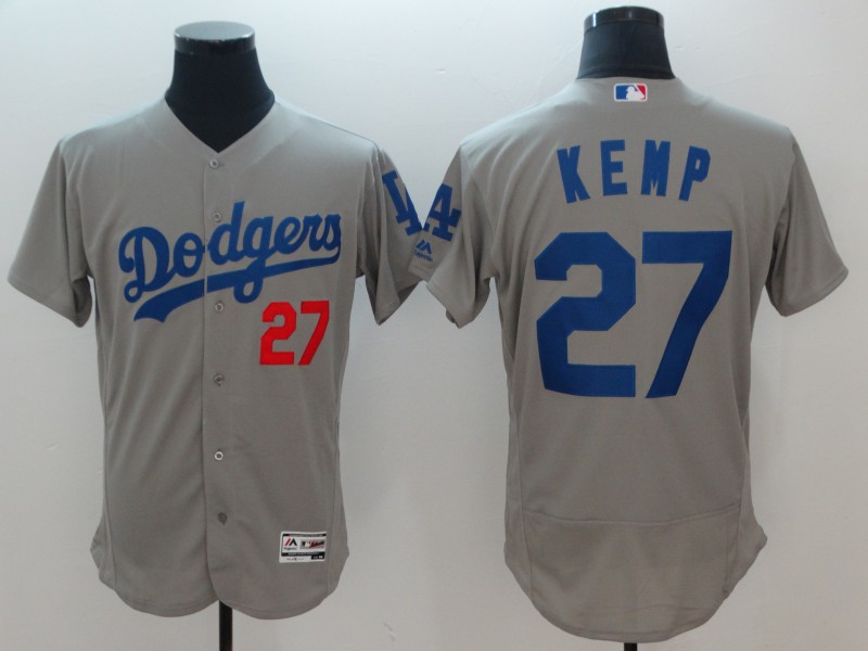 MLB Los Angeles Dodgers #27 Kemp Grey Elite Jersey