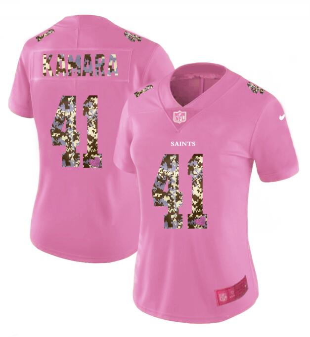 Womens Nike New Orleans Saints #41 Kamara Pink Camouflage font love Vapor Jersey