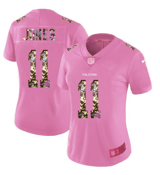 Womens Nike Atlanta Falcons #11 Jones Pink Camouflage font love Vapor Jersey