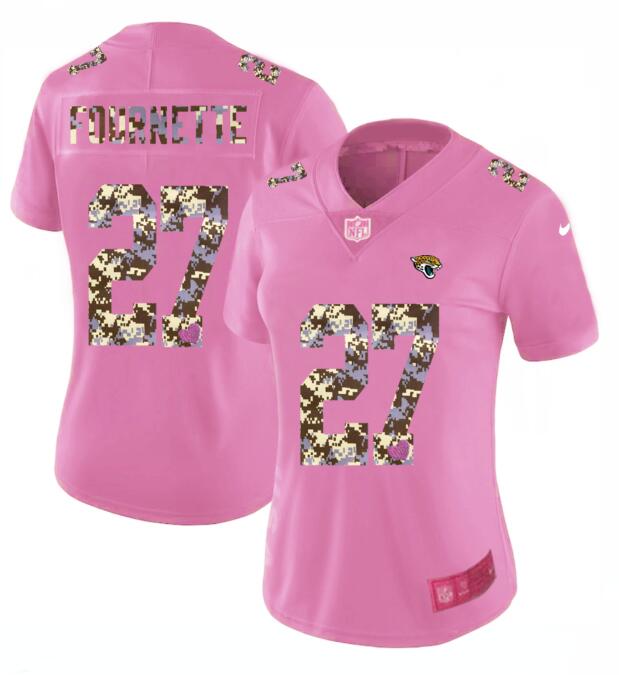 Womens Nike Buffalo Bills #27 Fournette Pink Camouflage font love Vapor Jersey