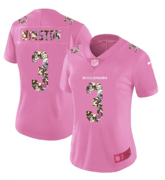 Womens Nike Tampa Bay Buccaneers 3 Winston Pink Camouflage font love Vapor Jersey