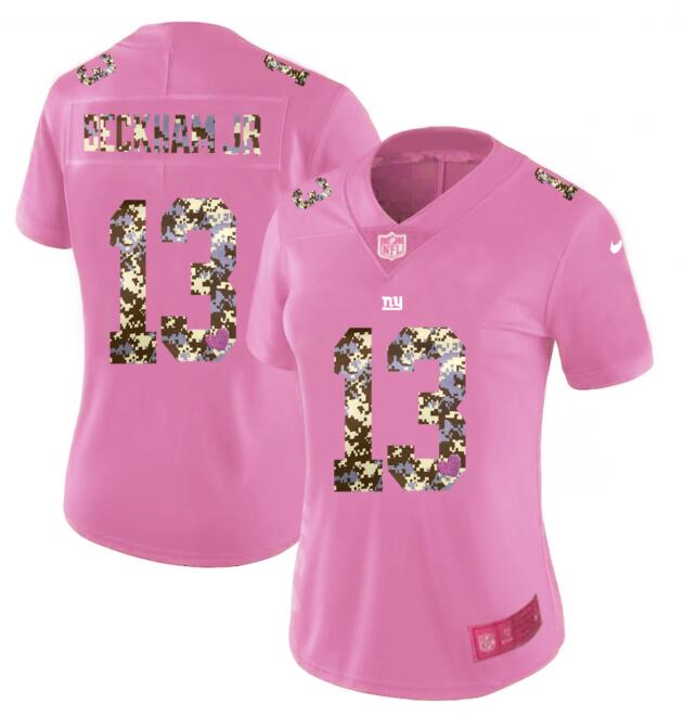 Womens Nike New York Giants 13 Beckham jr Pink Camouflage font love Vapor Jersey