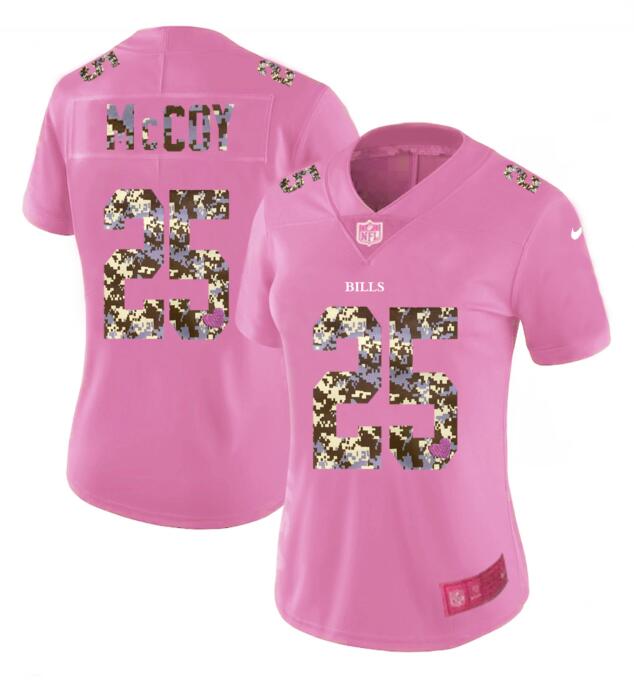 Womens Nike Buffalo Bills #25 McCoy Pink Camouflage font love Vapor Jersey