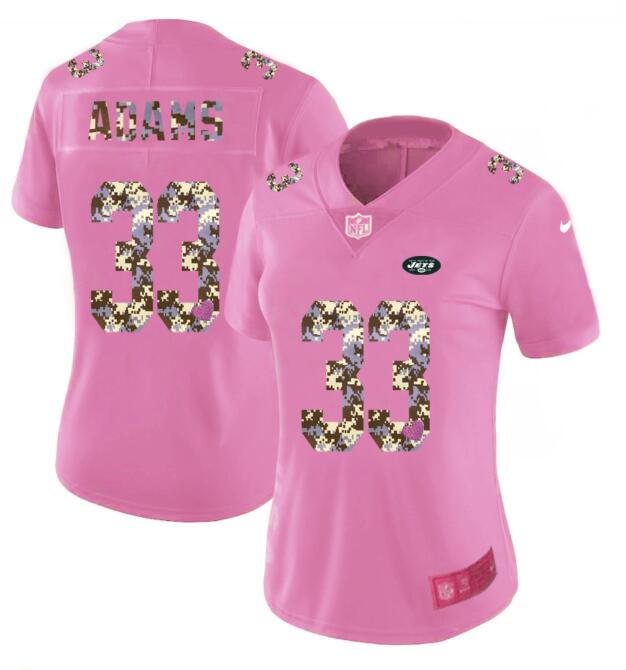 Womens Nike New York Jets 33 Adams Pink Camouflage font love Vapor Jersey