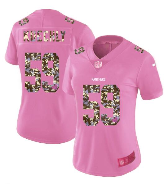 Womens Nike Carolina Panthers 59 Kuechly Pink Camouflage font love Vapor Jersey