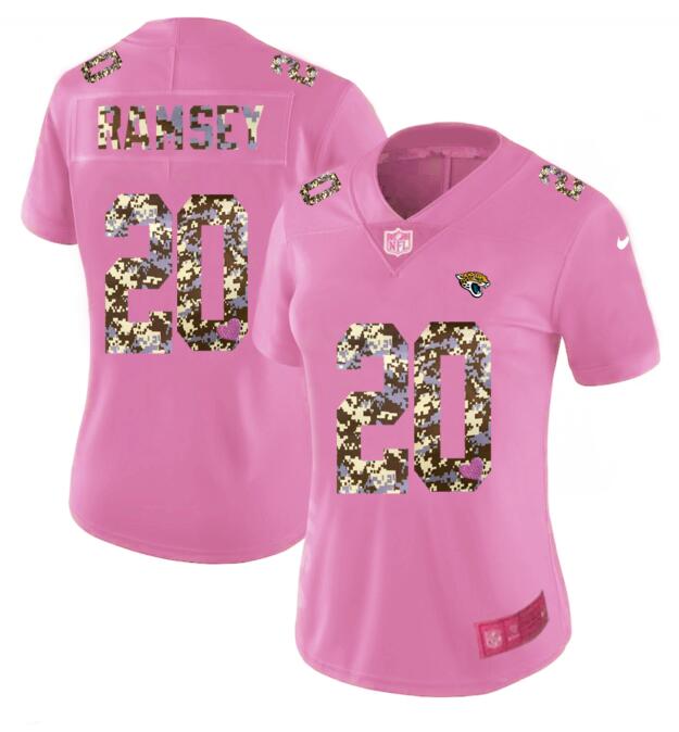 Womens Nike Jacksonville Jaguars #20 Ramsey Pink Camouflage font love Vapor Jersey