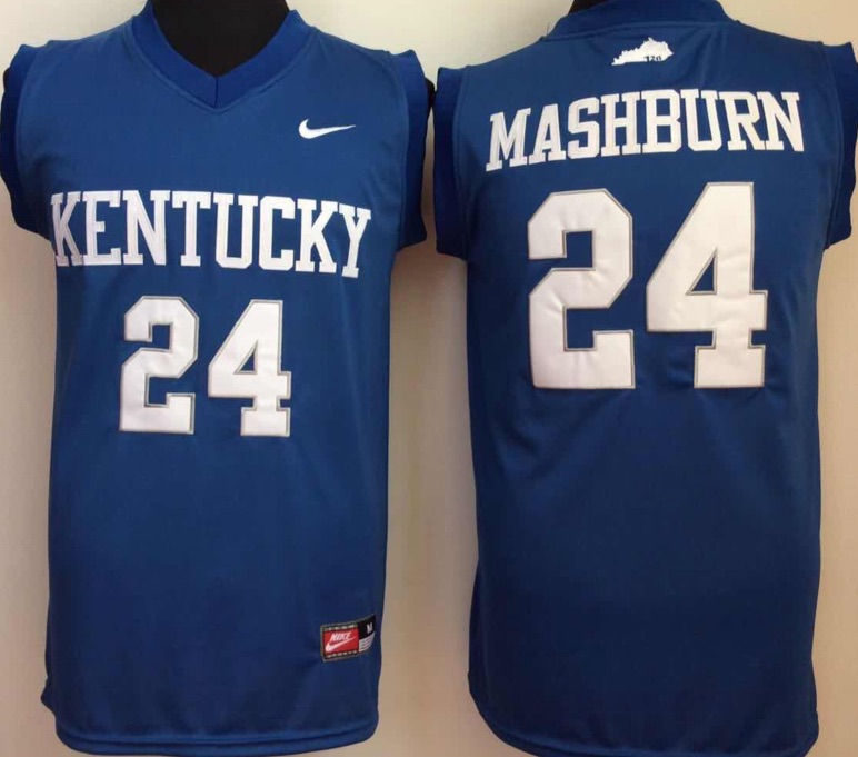 NCAA Kentucky Wildcats #24 Mashburn Blue Basketball Jersey