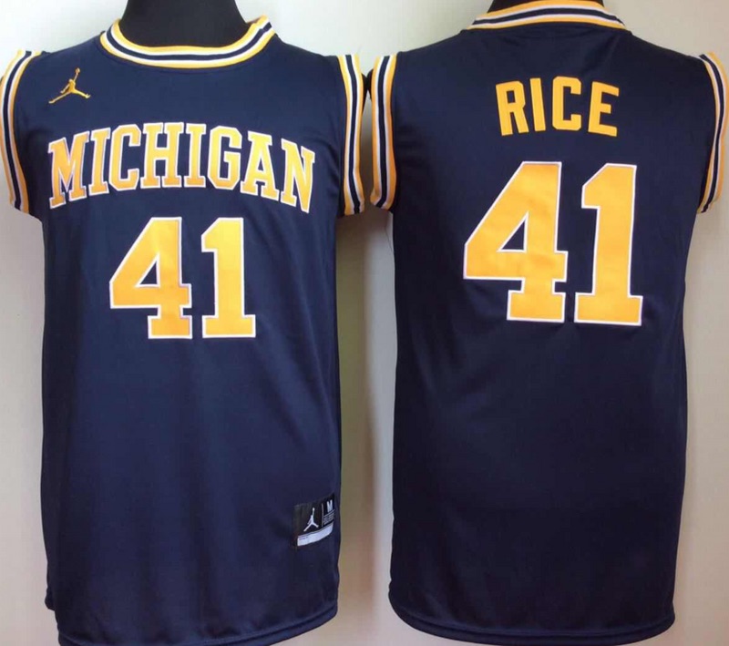 NCAA Michigan Wolverines #41 Rice Blue Basketball Jersey