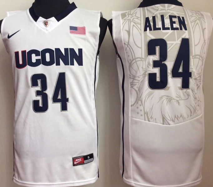 NCAA Uconn Huskies #34 Allen White Basketball Jersey