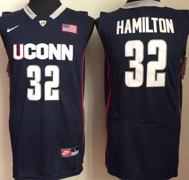 NCAA Uconn Huskies #32 Hamilton Blue Basketball Jersey