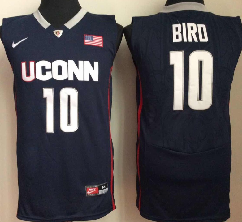 NCAA Uconn Huskies #10 Bird Blue Basketball Jersey