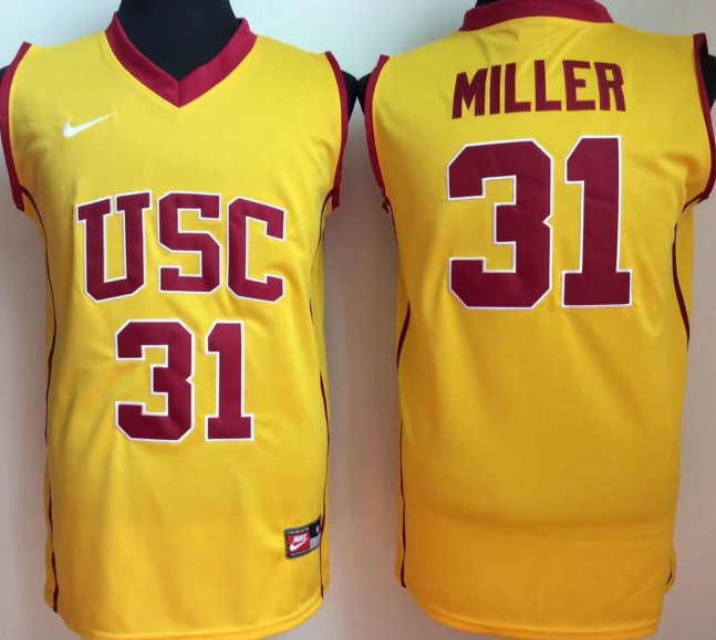 NCAA USC Trojans #31 Miller Yellow Basketball Jersey