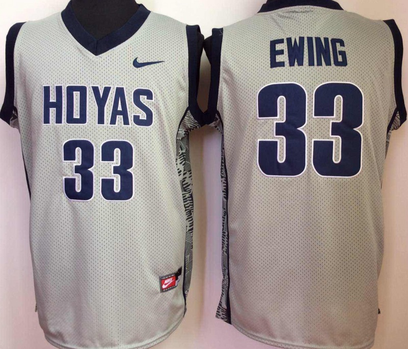 NCAA Georgetown Hoyas #33 Ewing Grey Basketball Jersey