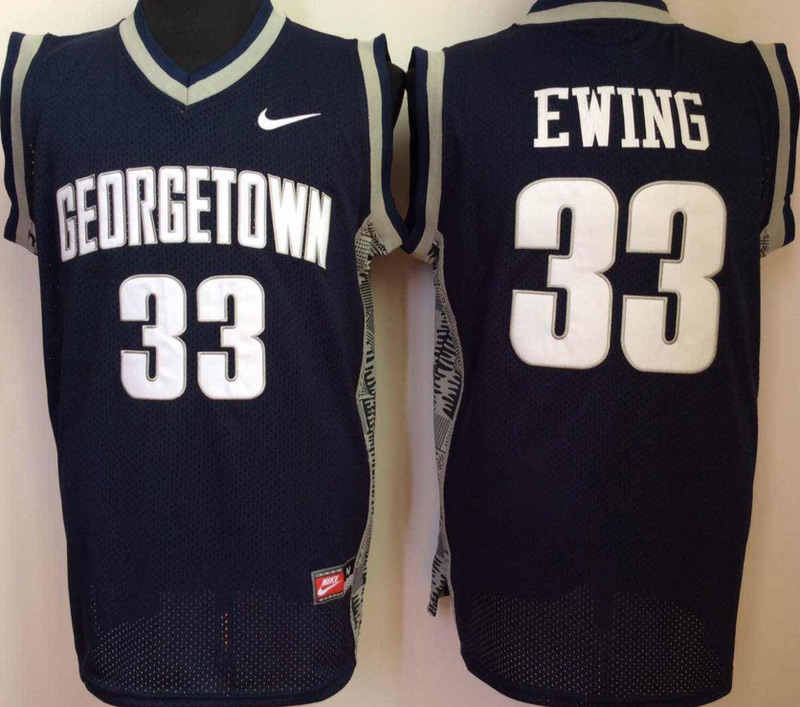 NCAA Georgetown Hoyas #33 Ewing Blue Basketball Jersey