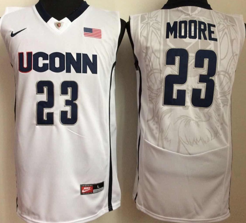 NCAA Uconn Huskies #23 Moore White Basketball Jersey