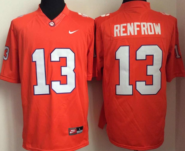 NCAA Clemson Tigers #13 RENFROW Orange Football Jersey