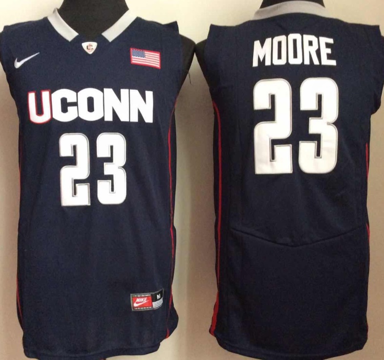 NCAA Uconn Huskies #23 Moore Blue Basketball Jersey