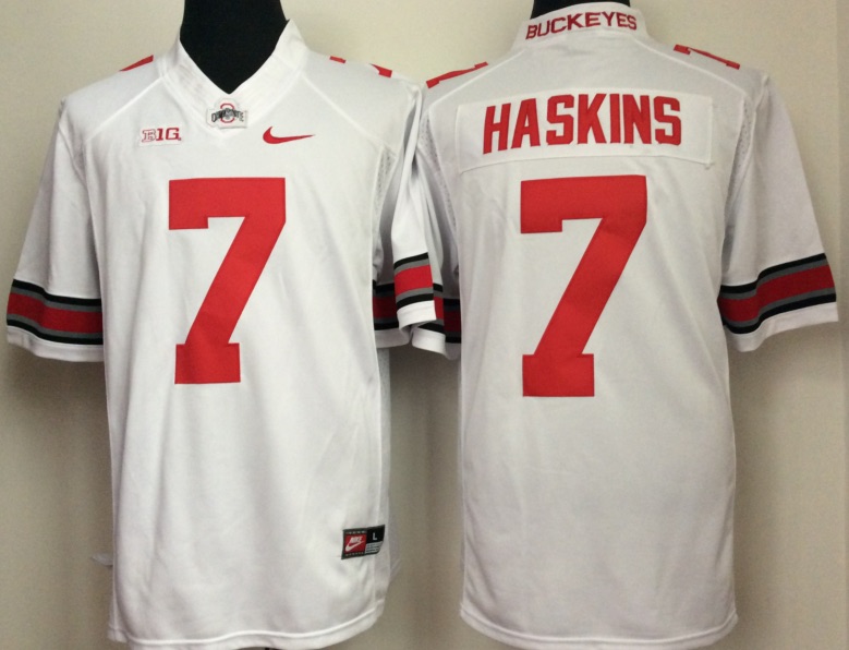 NCAA Ohio State Buckeyes #7 Haskins White Jersey