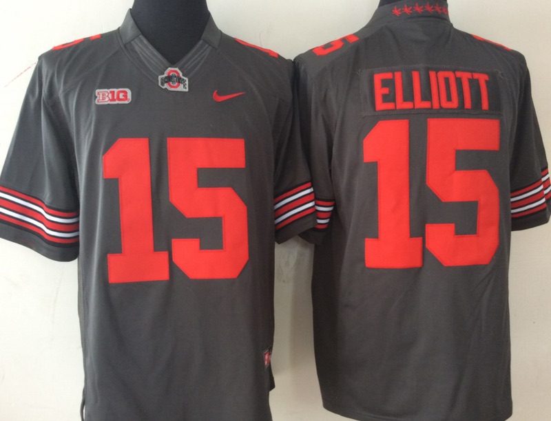 NCAA Ohio State Buckeyes Limited #15 ELLIOTT Grey Jersey 