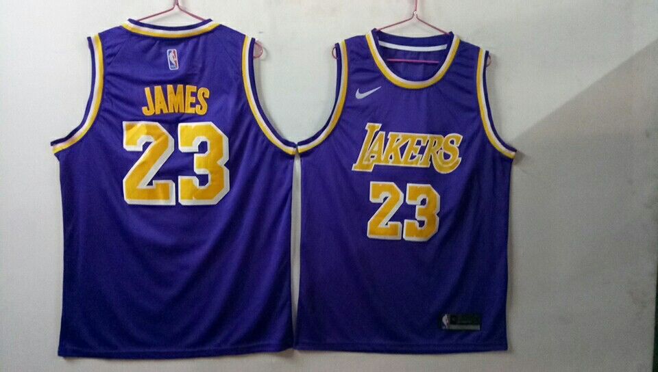 NBA Los Angeles Lakers #23 James All Purple Nike Jersey