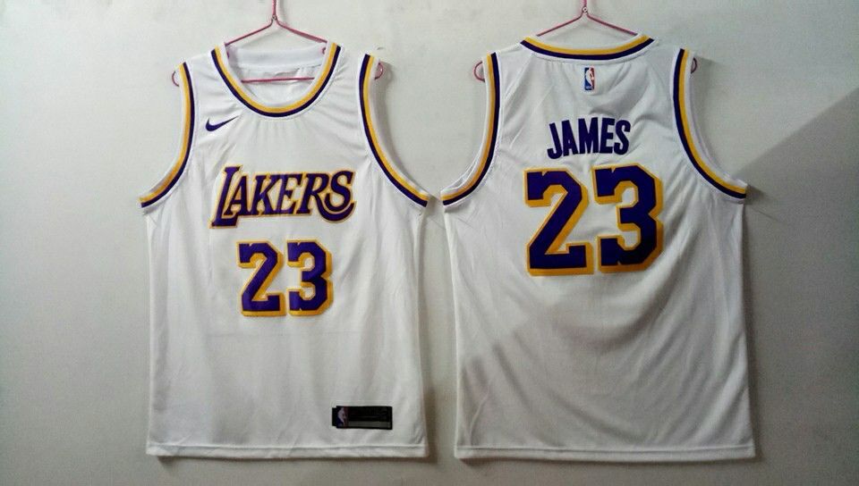 NBA Los Angeles Lakers #23 James All White Nike Jersey