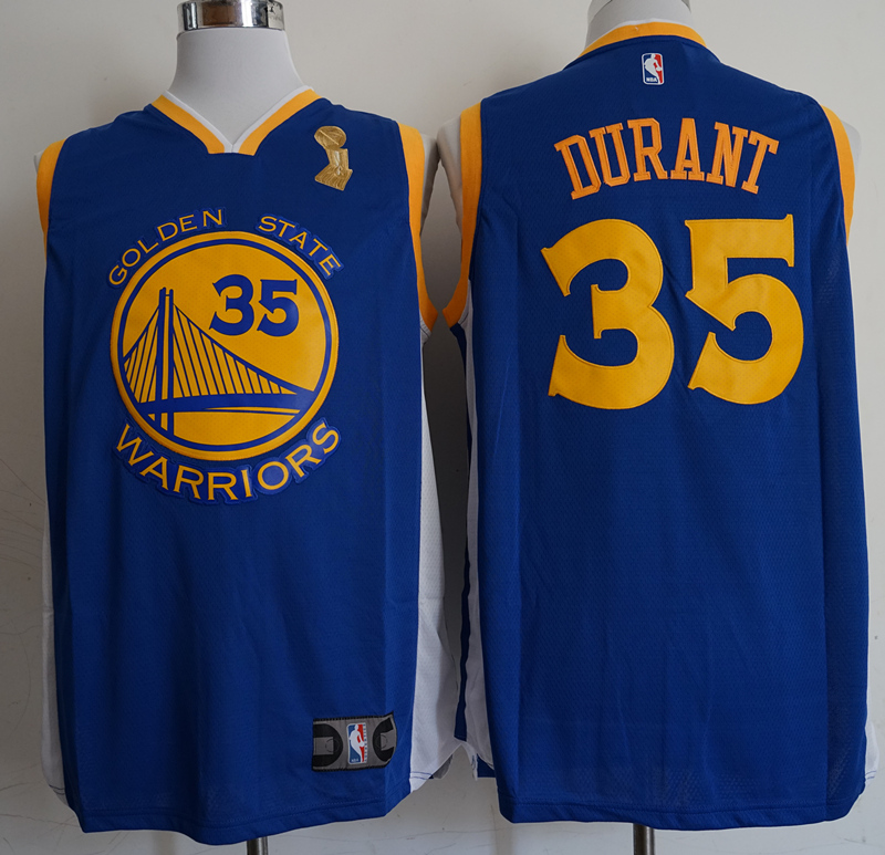 NBA Golden State Warriors #35 Durant Blue Champion Patch Jersey
