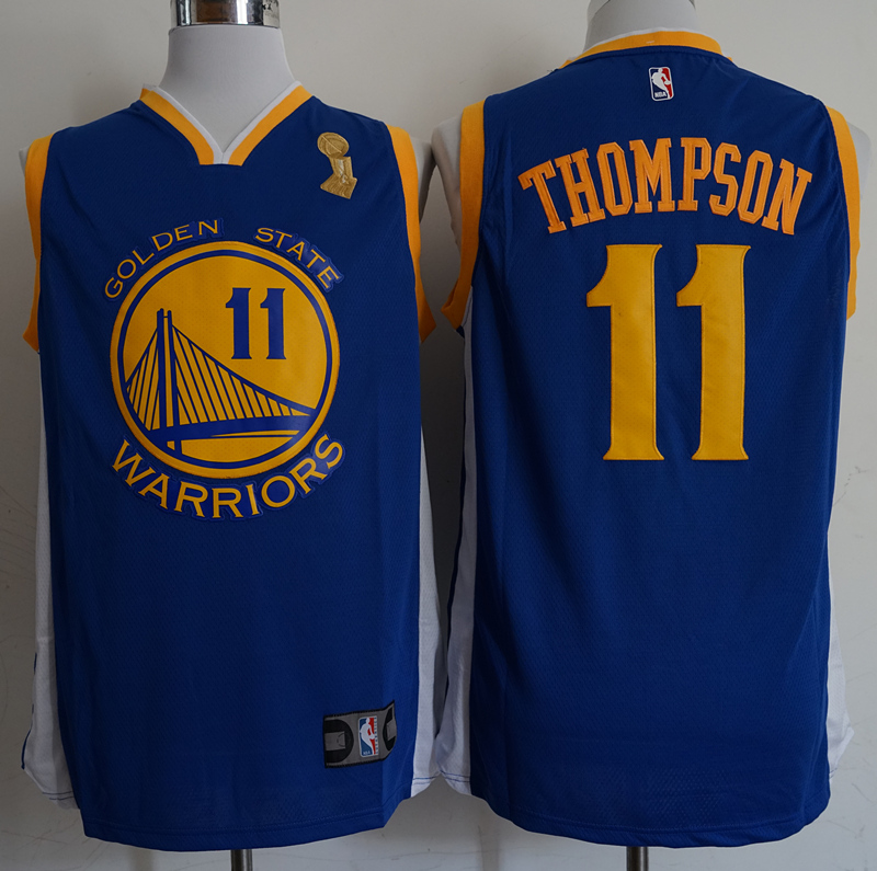 NBA Golden State Warriors #11 Thompson Blue Champion Patch Jersey