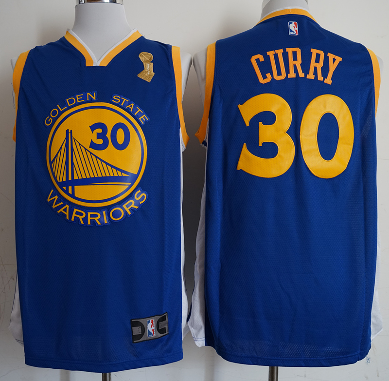 NBA Golden State Warriors #30 Curry Blue Champion Patch Jersey