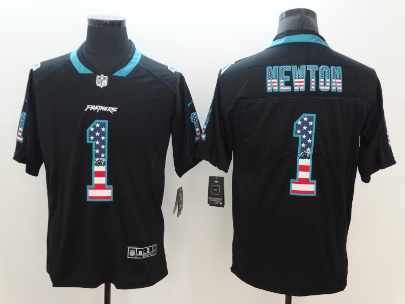 NFL Carolina Panthers #1 Newton USA Flag Vapor Limited Black Jersey