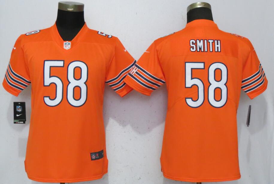 Womens Nike Chicago Bears #58 Smith Orange Vapor Limited Jersey