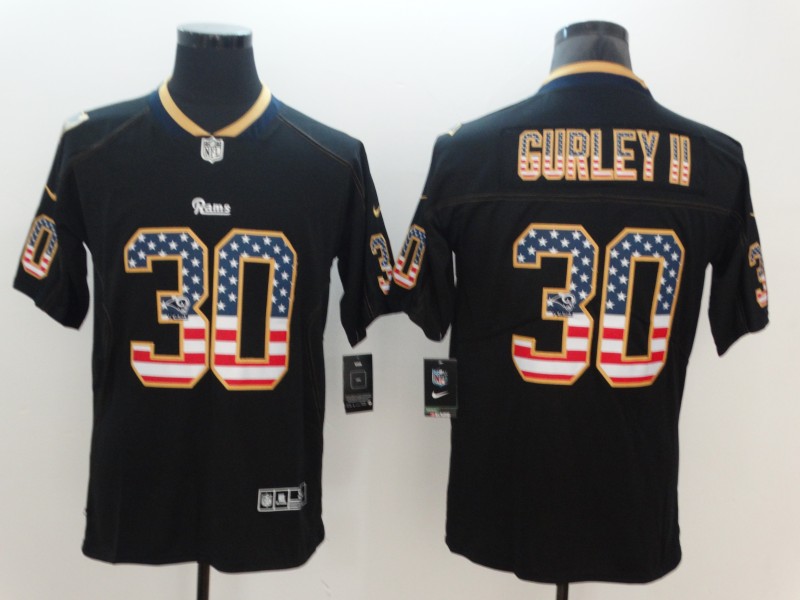 NFL Los Angeles Rams #30 Gurley II USA Flag Vapor Limited Black Jersey