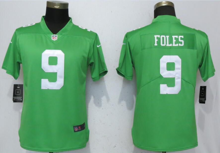 Womens Nike Philadelphia Eagles #9 Foles Green Vapor Limited Jersey