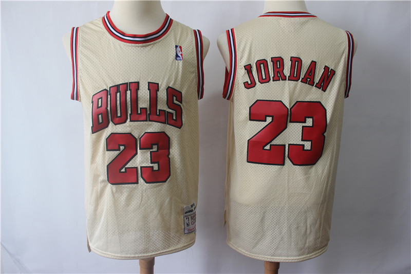 NBA Chicago Bulls #23 Jordan Cream Nike Jersey