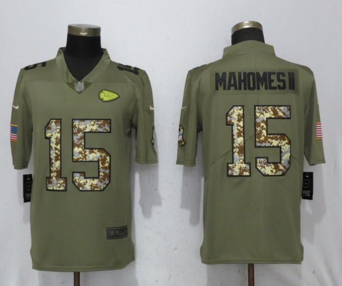 Nike Kansas City Chiefs 15 Mahomes ll Olive Camo Carson Salute to Service Limited Jersey