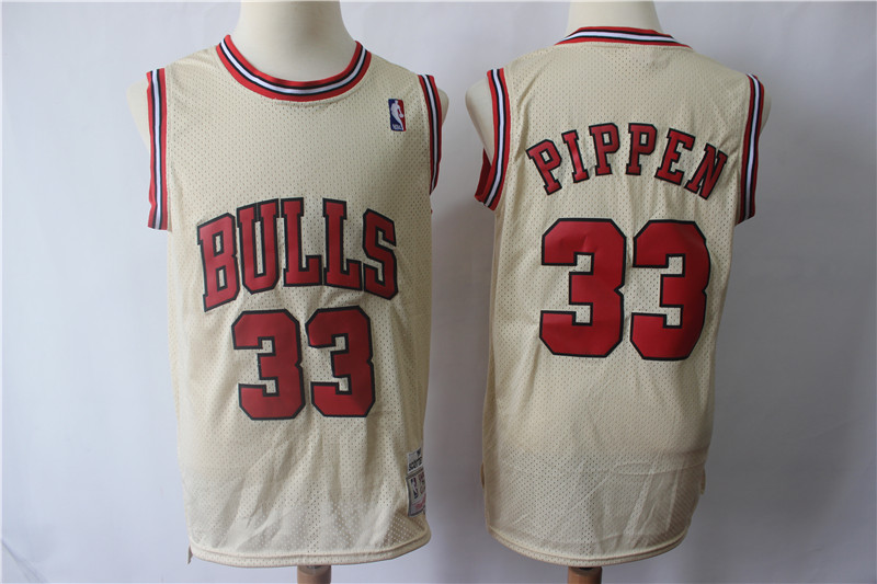 NBA Chicago Bulls #33 Pippen Cream Nike Jersey