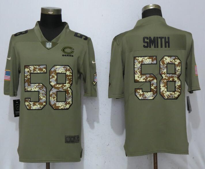 Nike Chicago Bears 58 Smith Olive Camo Carson Salute to Service Limited Jersey