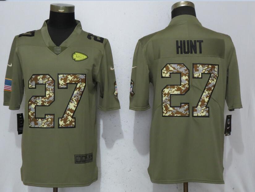Nike Kansas City Chiefs 27 Hunt Olive Camo Carson Salute to Service Limited Jersey