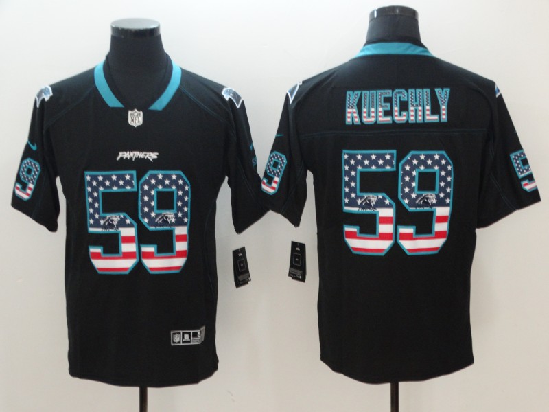 NFL Carolina Panthers #59 Kuechly USA Flag Fashion Black Vapor Limited Jersey