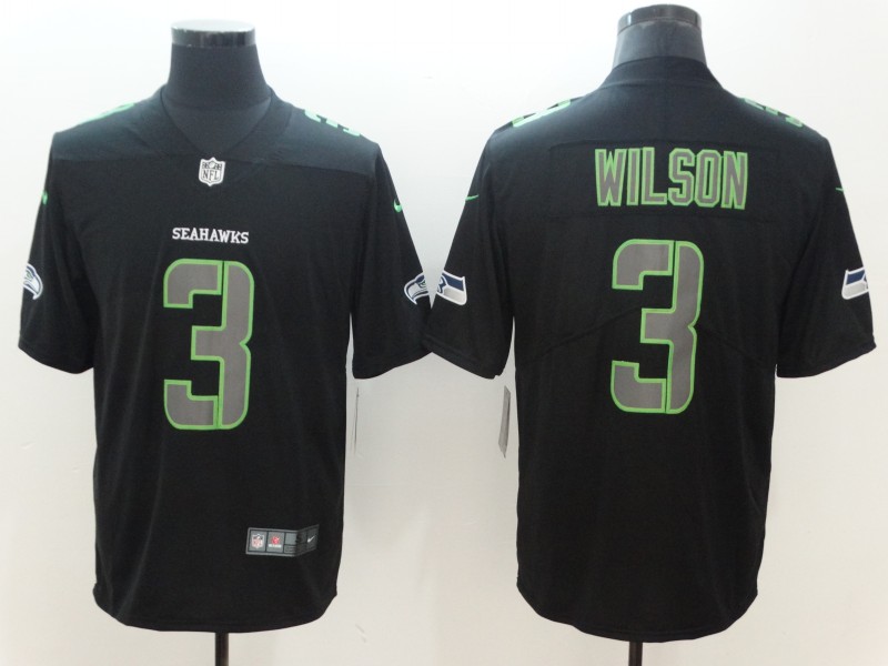 NFL Seattle Seahawks #3 Wilson Lights Out Black Color Rush Limited Jersey