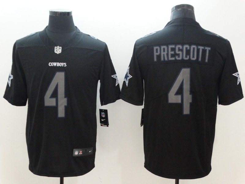 NFL Dallas Cowboys #4 Prescott Lights Out Black Color Rush Limited Jersey