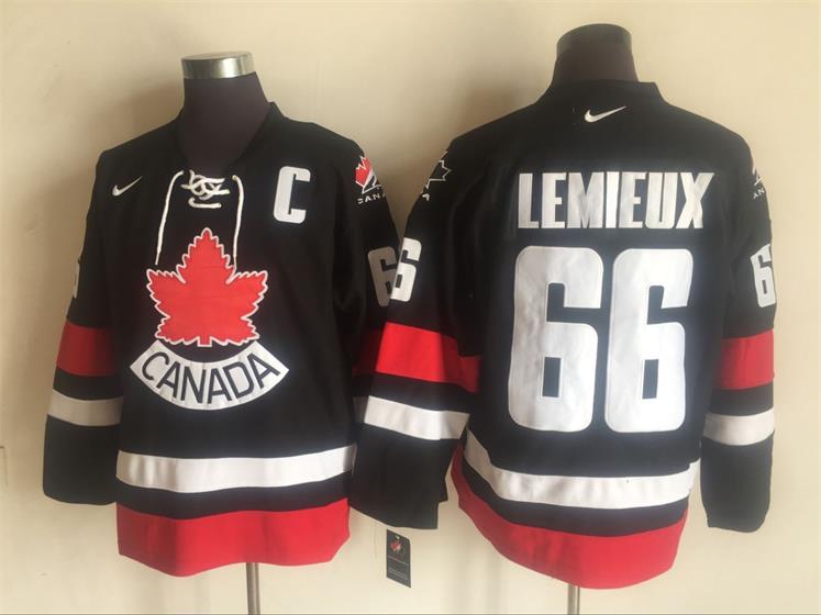 NHL Canada Olympics #66 Lemieux Black Throwback Jersey