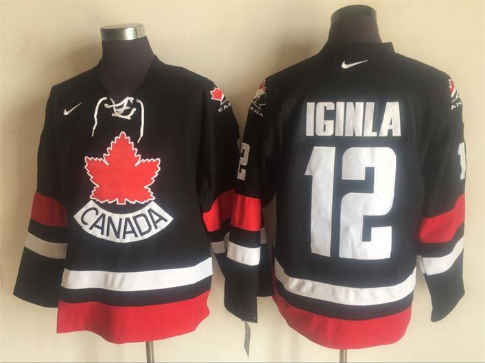 NHL Canada Olympics #12 Iginla Black Throwback Jersey