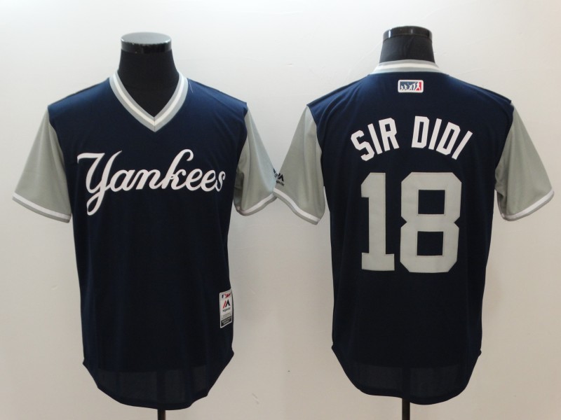 MLB New York Yankees #18 Sir Didi Nickname Blue Pullover Jersey