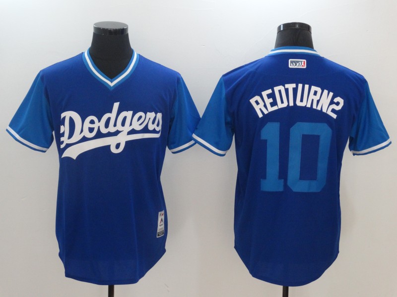 MLB Los Angeles Dodgers #10 Redturn2 Nickname Blue Pullover Jersey