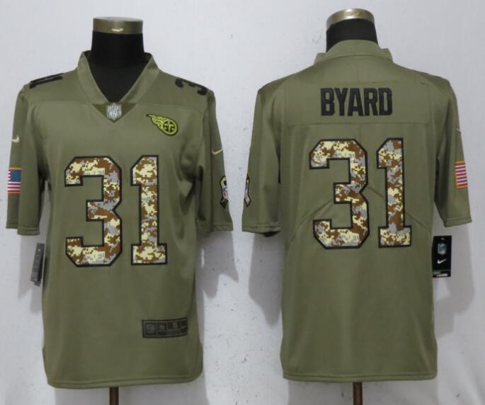 NFL Tennessee Titans 31 Byard Olive Camo Carson Salute to Service Limited Jersey