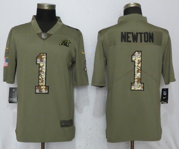 Nike Carolina Panthers 1 Newton Olive Camo Carson Salute to Service Limited Jersey