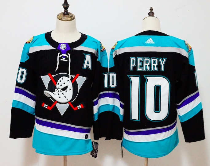 Adidas NHL Anaheim Ducks #10 Perry Black Blue Jersey
